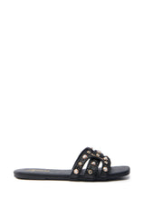 LISA BLACK EMBELLISHED SLIP ON SANDAL