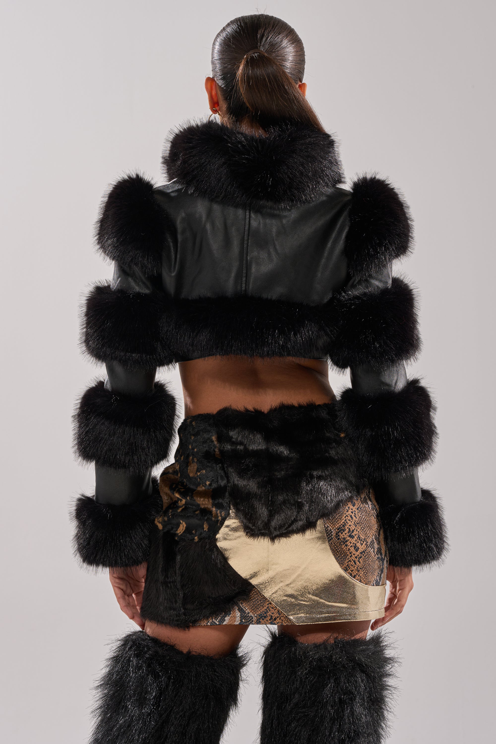 LOVERGIRL ULTRA CROP FUR TRIM MOTO