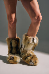 AZALEA WANG NADIANNA BROWN FUR FLAT BOOTIE