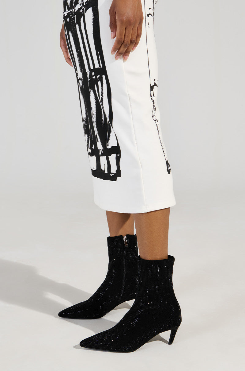 AZALEA WANG NEROLA BLACK RHINESTONE BOOTIE