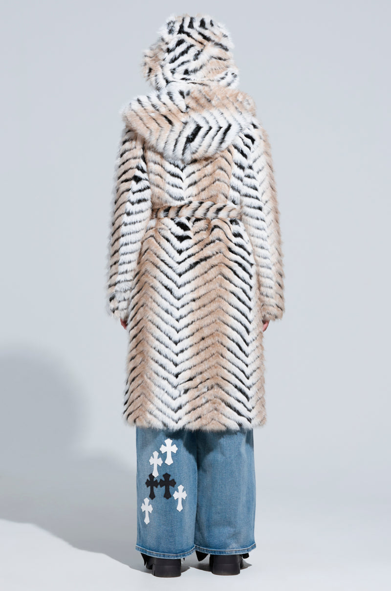 LOLA HOODED FAUX FUR JACKET