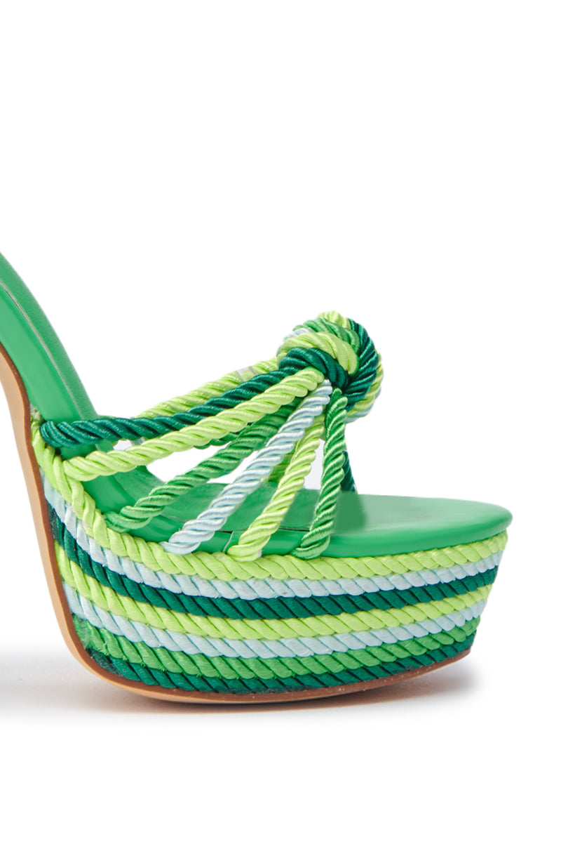 RENNEE GREEN MULTI LACE UP PLATFORM SANDAL