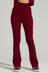 DREAM GIRL FLARE KNIT PANT IN BURGUNDY