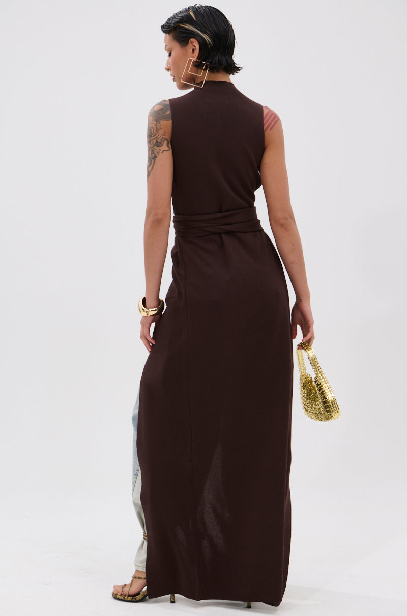 OVER THE TOP CUTOUT SWEATER IN CHOCOLATE BROWN