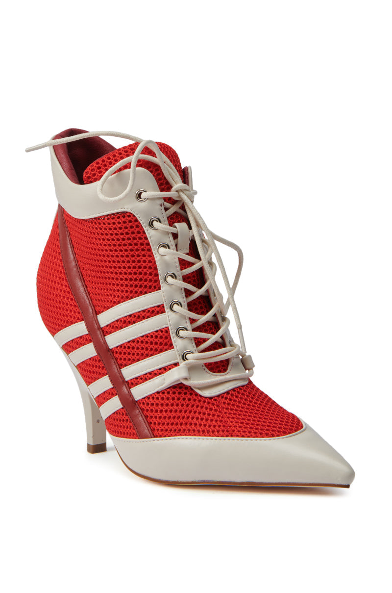 AZALEA WANG ROBERT RED SPORTY SNEAKER LOOK BOOTIE