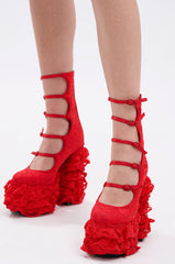AZALEA WANG SPREENE RED CHUNKY PUMP