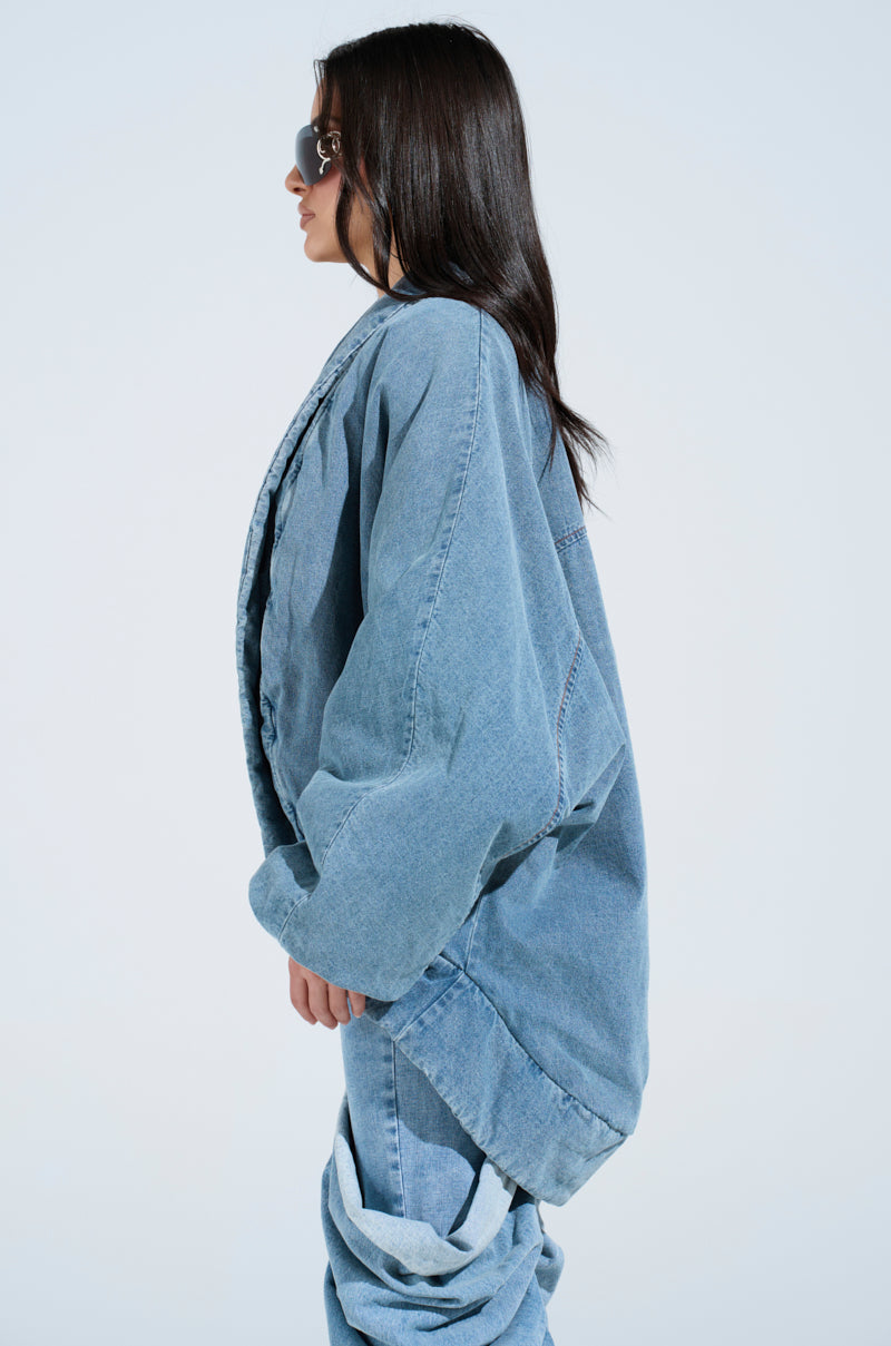 LAY UP AND CHILL DENIM COCOON COAT