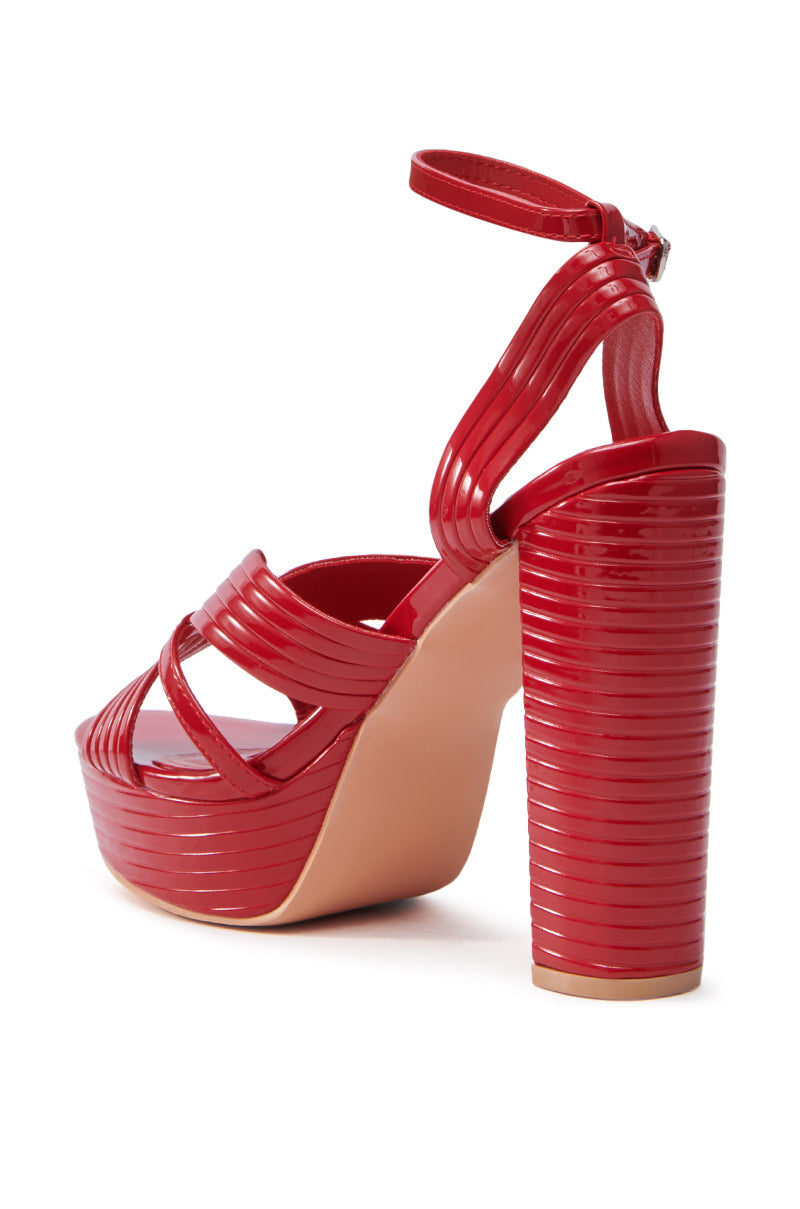 AZALEA WANG RED STRAPPY PLATFORM SANDAL