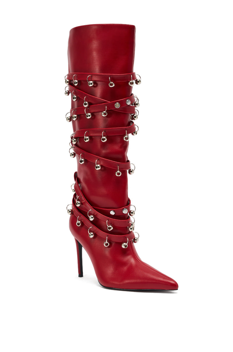 AZALEA WANG TIMPANI RED WESTERN FRINGE STILETTO BOOT