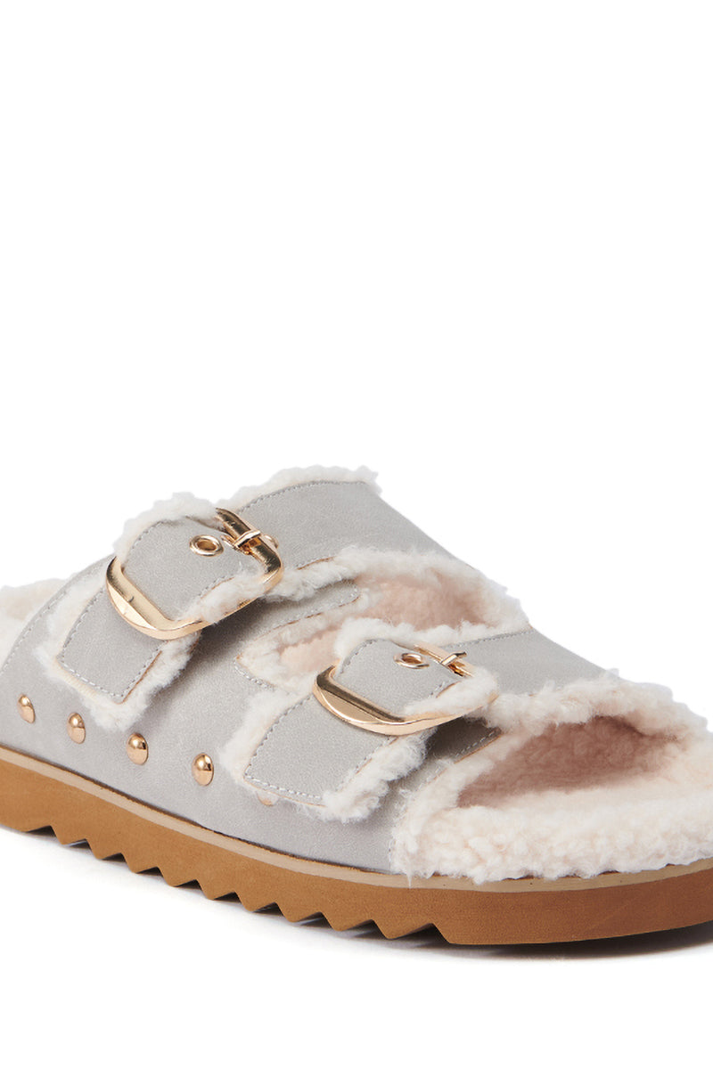 AZALEA WANG TRESOR GREY FUZZY SANDAL