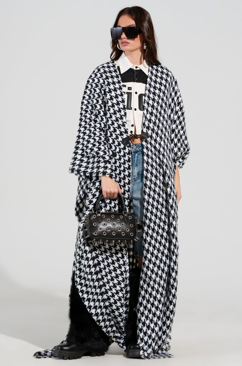 ELEVATED LIFE HOUNDSTOOTH PONCHO