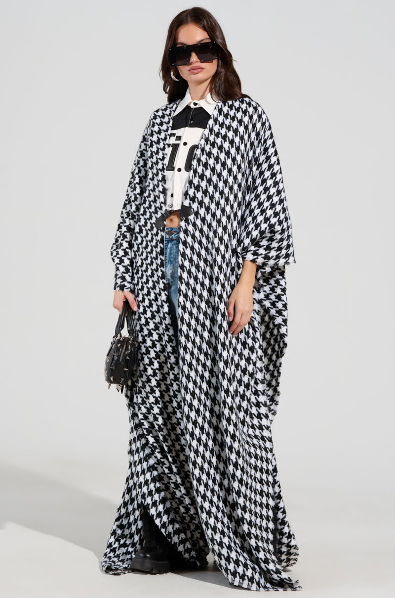 ELEVATED LIFE HOUNDSTOOTH PONCHO