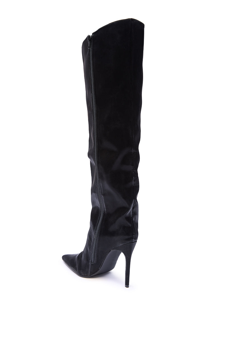 AZALEA WANG VIETTA BLACK LIQUID LUXE STILETTO BOOT IN BLACK