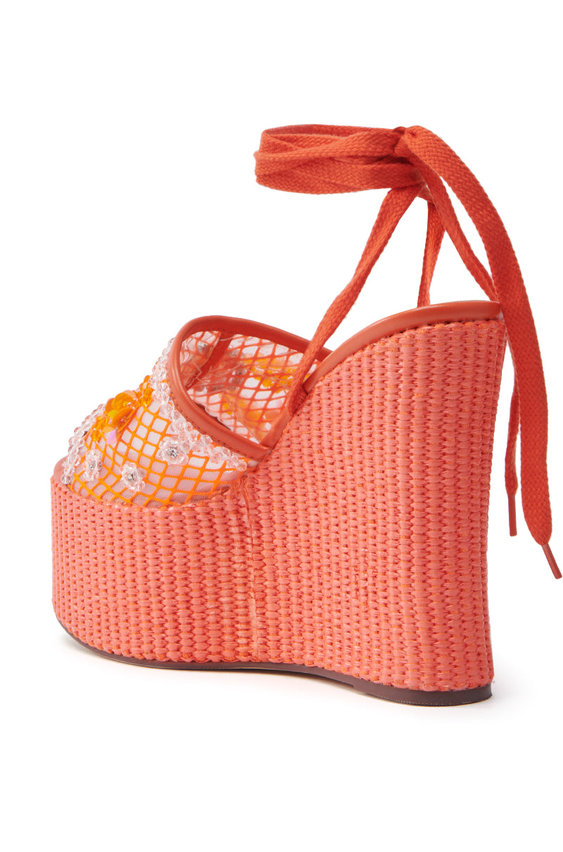 AZALEA WANG VONDA ORANGE WEDGE SANDAL