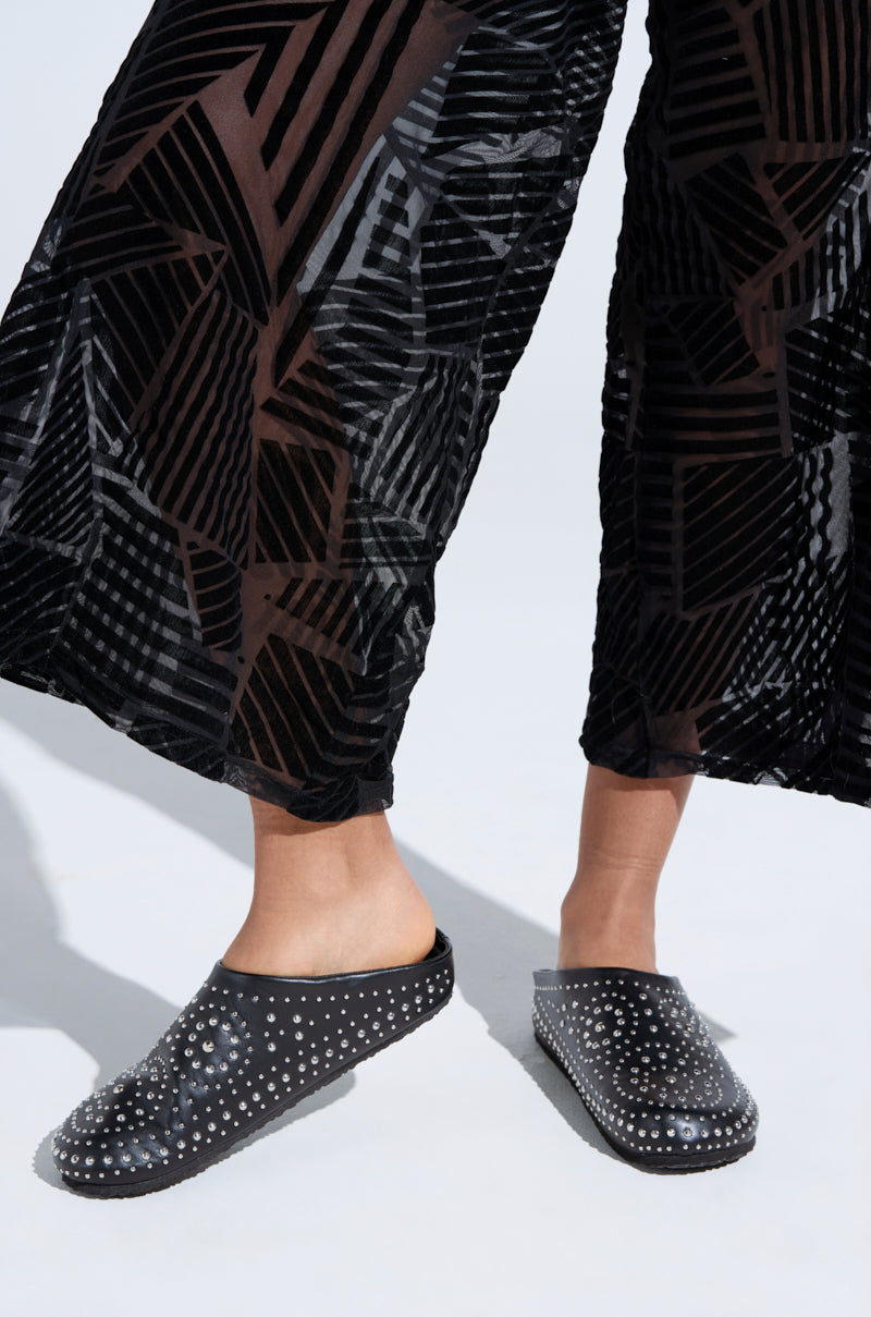 AZALEA WANG WEBSTON BLACK STUDDED MULE