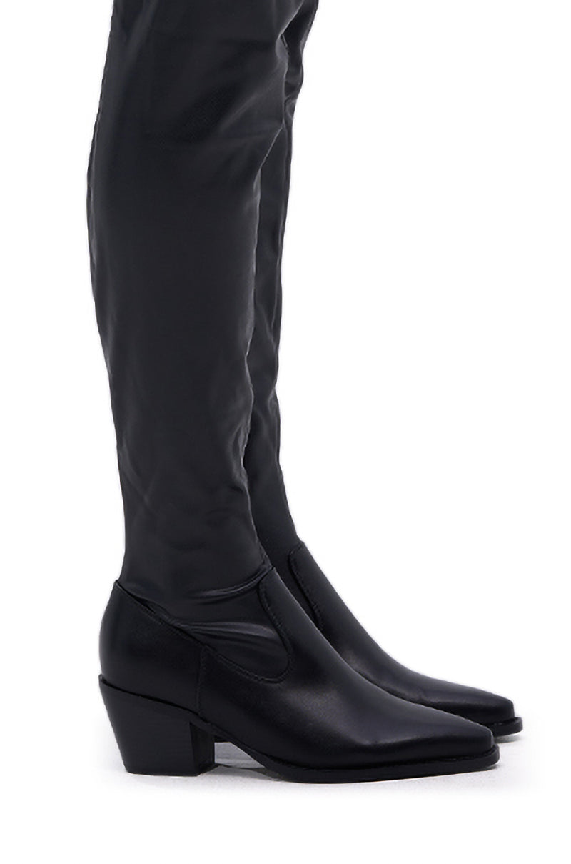 AZALEA WANG WESTLANN BLACK PU CHAP BOOT