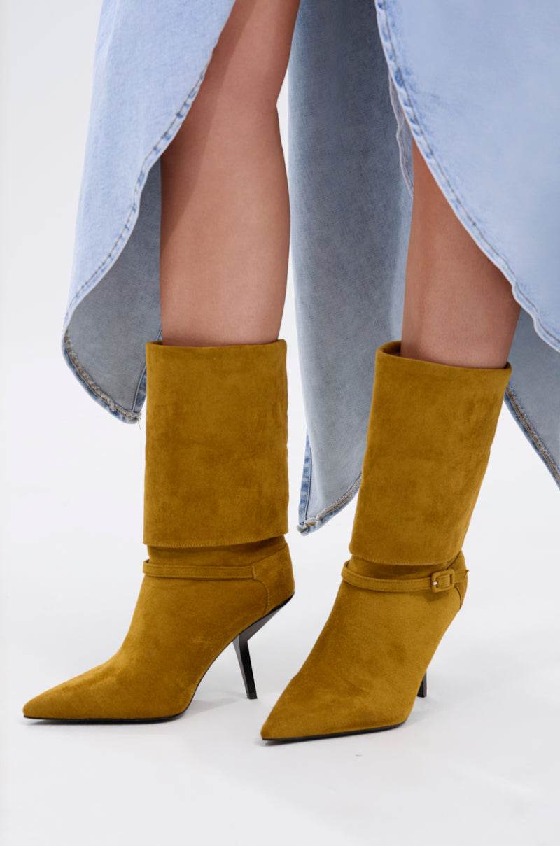 AZALEA WANG WINDING OLIVE STILETTO BOOTIE