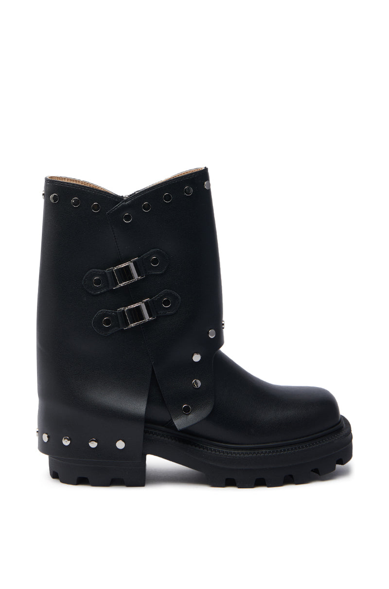 AZALEA WANG XAVIER BLACK WITH METAL FLAT BOOTIE