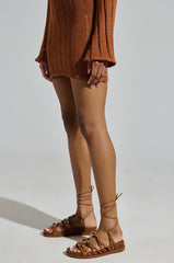 AZALEA WANG XYLA BROWN FAUX SUEDE SANDAL