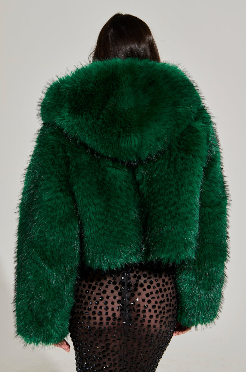 LUCKY HOODED FUR BOMBER