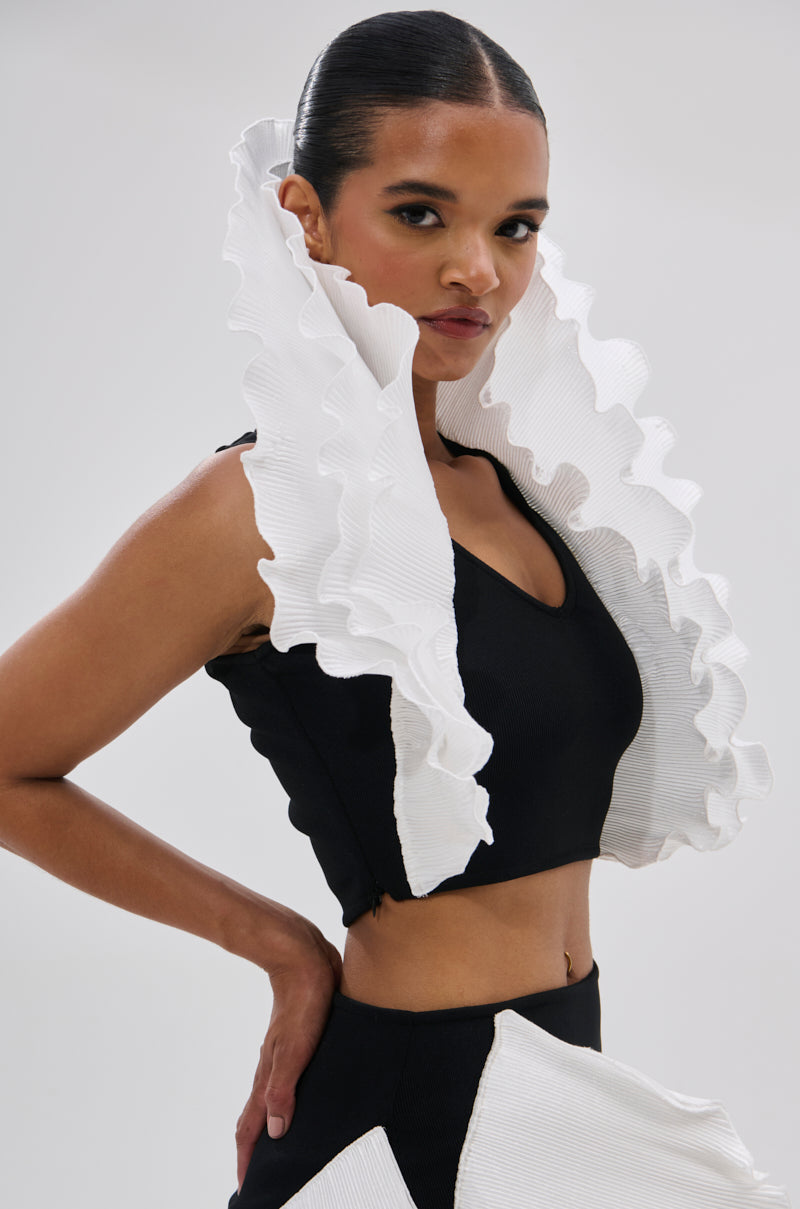 FASHION ICON RUFFLE BANDAGE BLOUSE