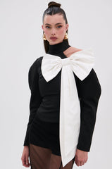 DAYANNE MOCK NECK BOW TOP
