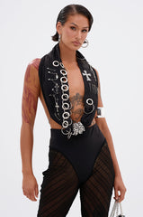 OVER EMBELLISHED HALTER TOP