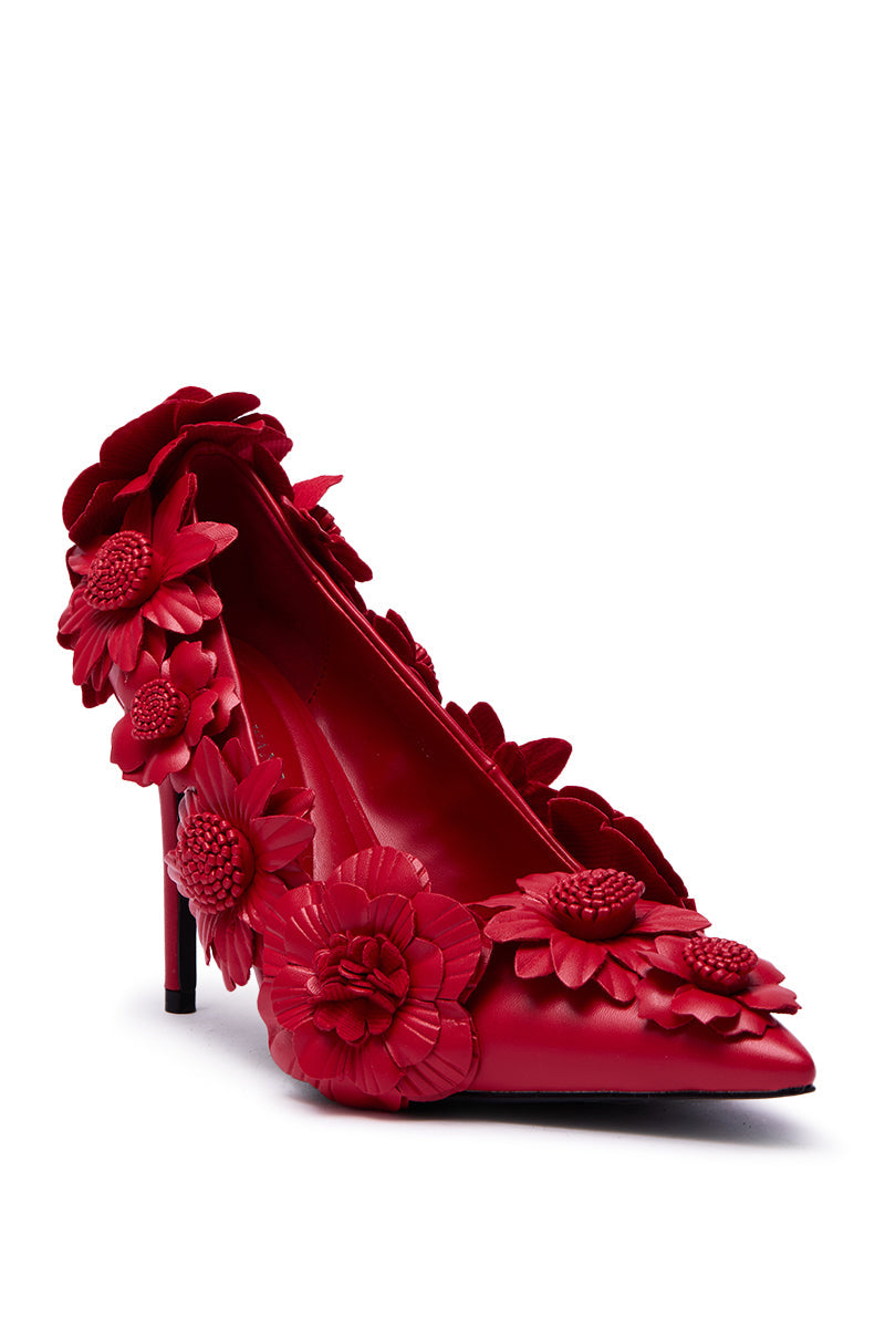 AZALEA WANG ZARAH RED FLOWER PUMP
