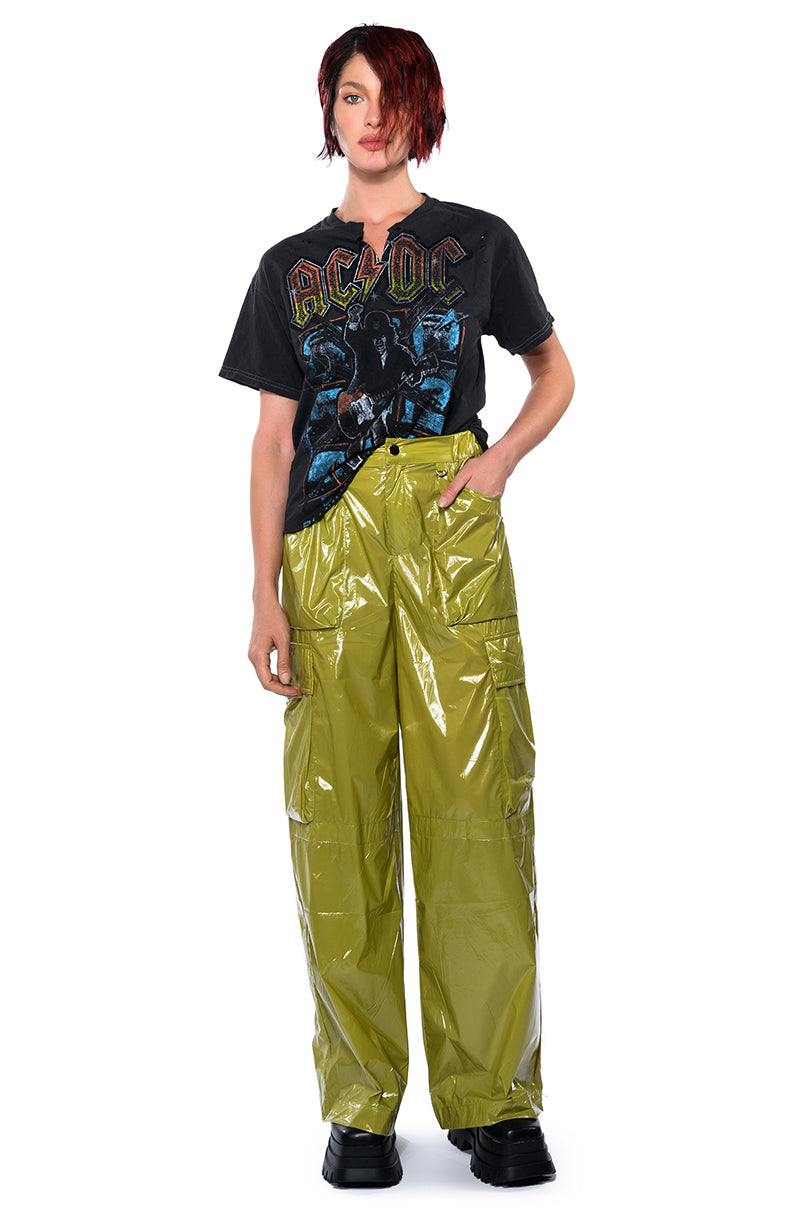 AC DC CROPPED SHREDDED TSHIRT