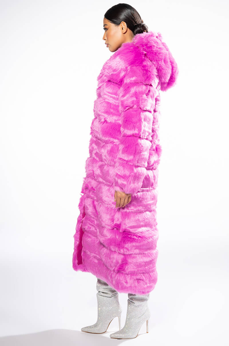 AZALEA WANG FAUX FUR PANEL HOODED TRENCH