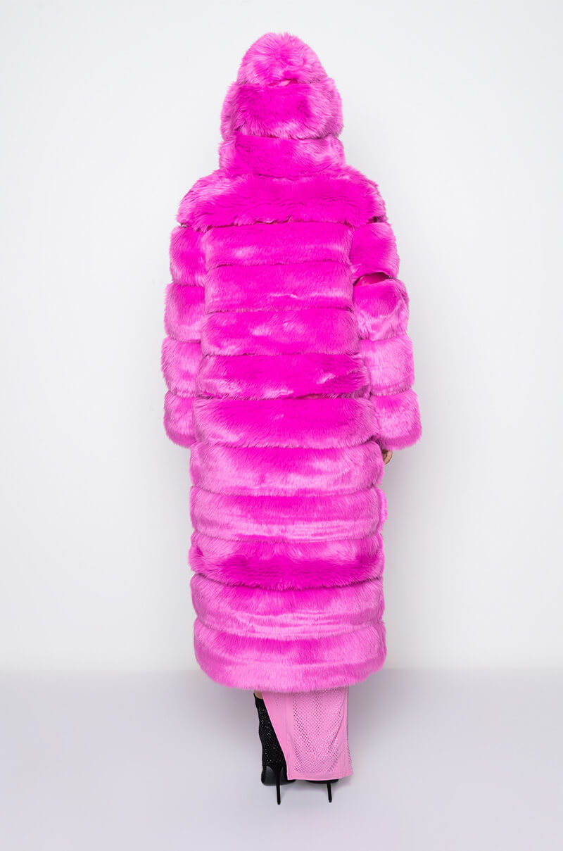 AZALEA WANG FAUX FUR PANEL HOODED TRENCH