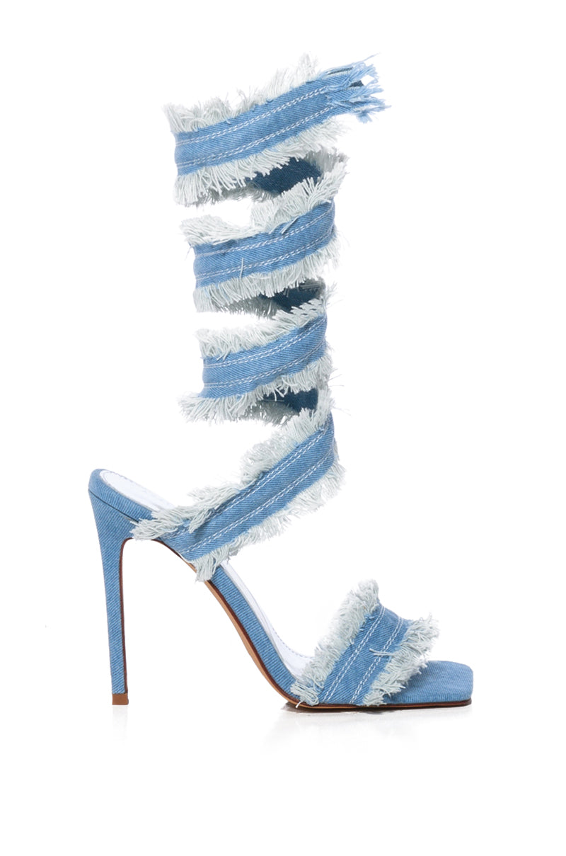 AZALEA WANG LUS DENIM WRAP UP SANDAL
