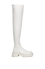 AZALEA WANG MILLY THIGH HIGH FLATFORM BOOT IN BONE STRETCH