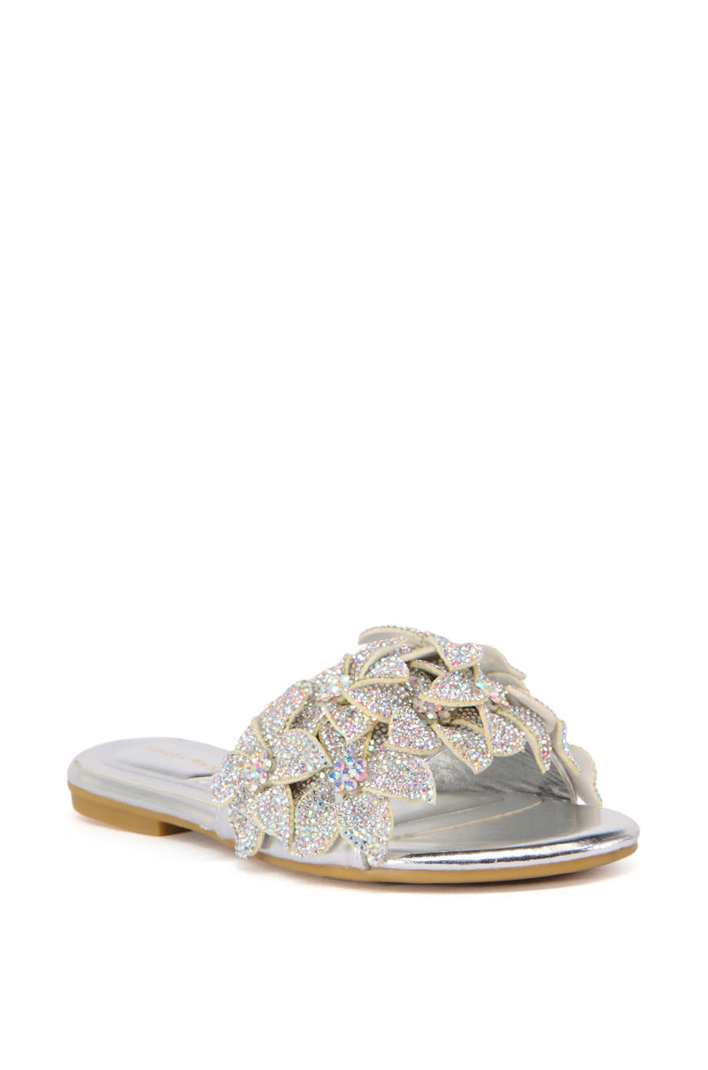 AZALEA WANG PAISLEE EMBELLISHED FLOWER SANDAL IN SILVER