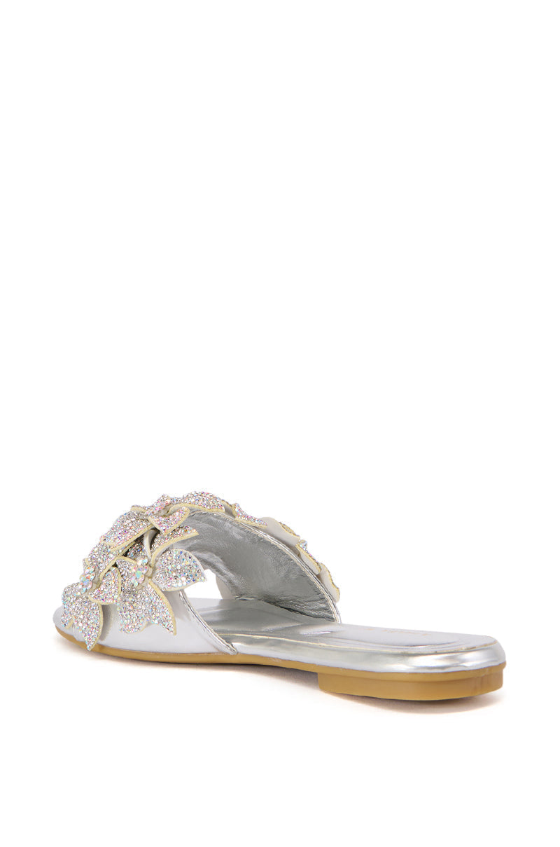 AZALEA WANG PAISLEE EMBELLISHED FLOWER SANDAL IN SILVER