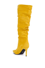 AZALEA WANG PAVETTA YELLOW FAUX SUEDE SLOUCH BOOT