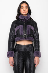 AZALEA WANG PALOMA BONDED FUR PU JACKET
