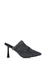 AZALEA WANG RAIN EMBELLISHED ROUND TOE MULE IN BLACK
