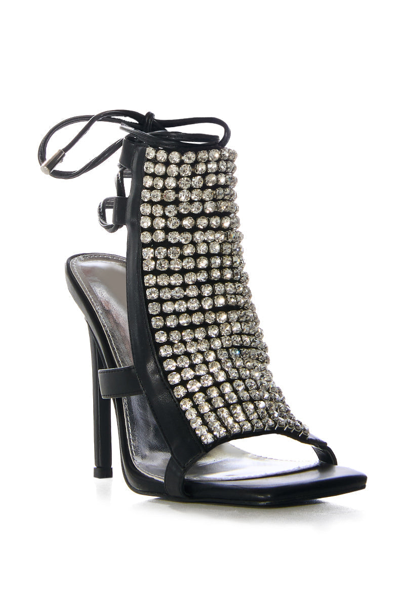 AZALEA WANG RYKART BLACK EMBELLISHED SANDAL