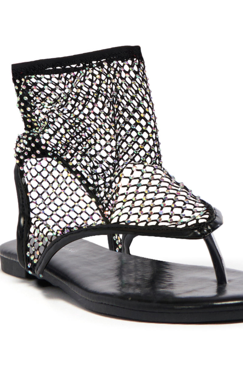 AZALEA WANG SHOSHONE BLACK MESH SANDAL