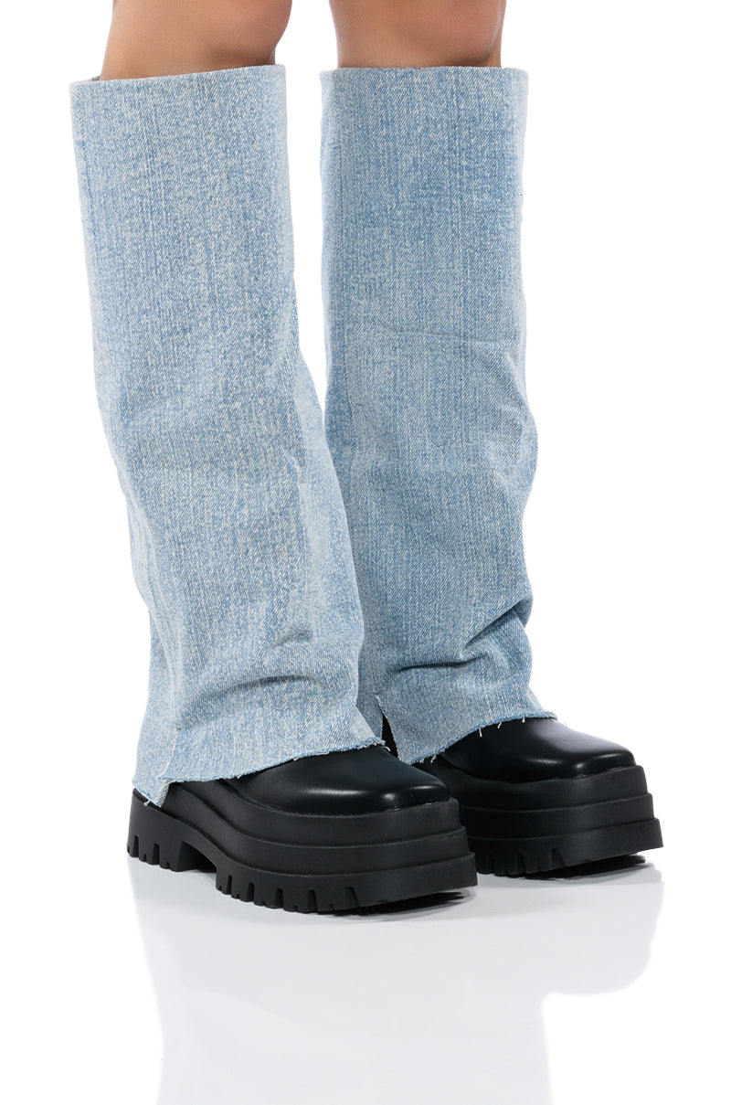 AZALEA WANG SHURI DENIM FOLD OVER BOOT