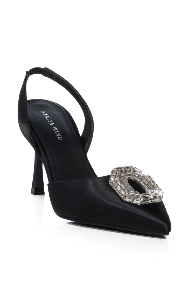 AZALEA WANG SPIN BLACK JEWEL EMBELLISHED PUMP