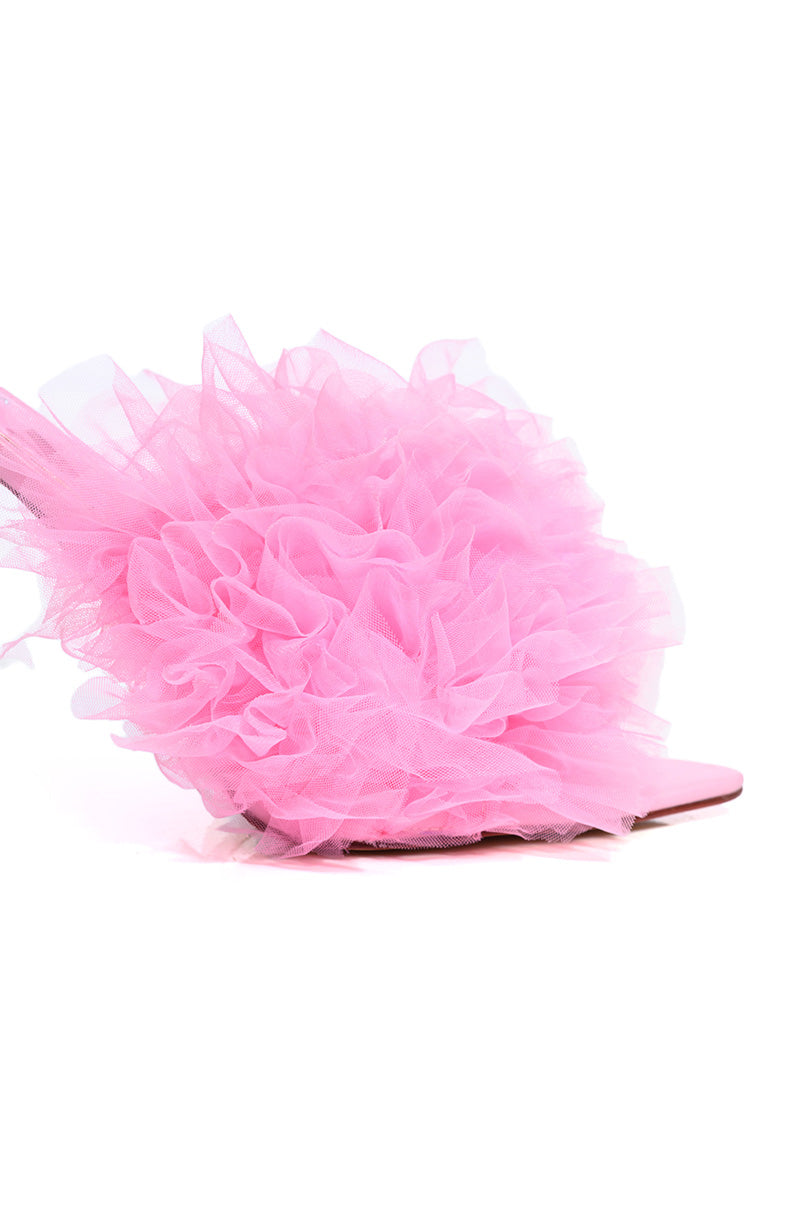 AZALEA WANG STILETTO TULLE SANDAL IN PINK