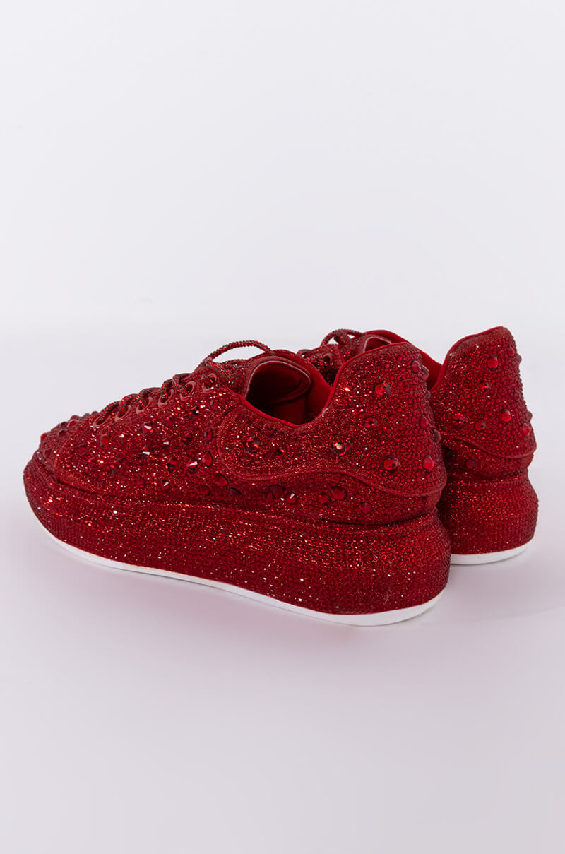 AZALEA WANG STOP AND STARE FLAT SNEAKER IN RED