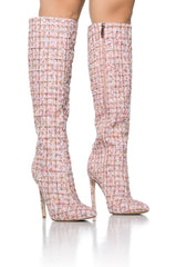 AZALEA WANG SUNNIVA PINK PLAID BOOT