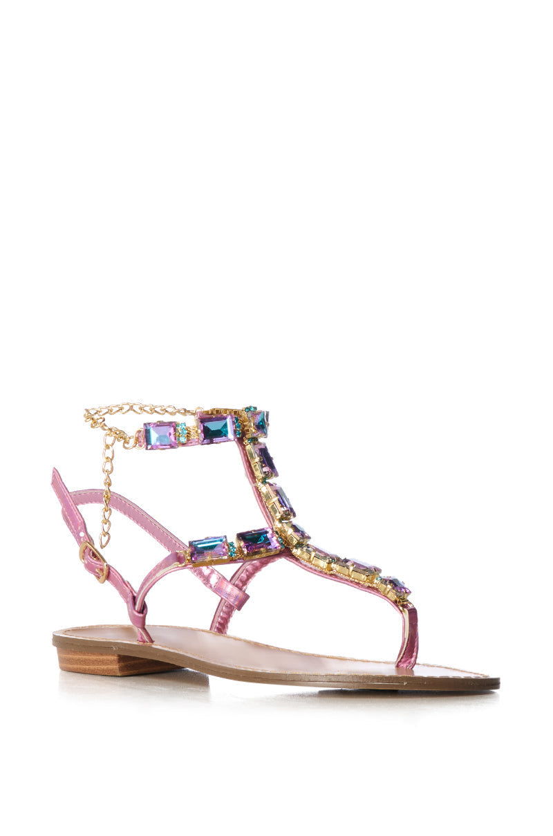 AZALEA WANG SUVI PINK EMBELLISHED SANDAL