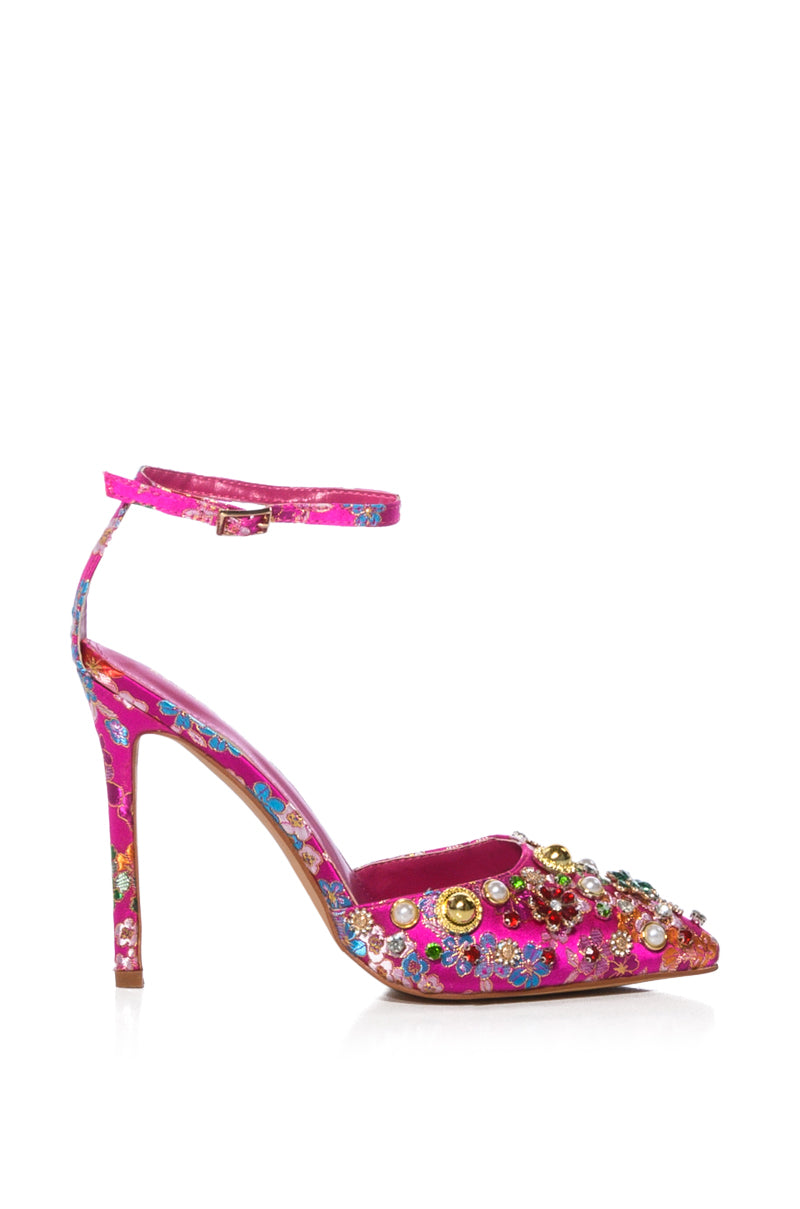 AZALEA WANG OOLONG EMBELLISHED STILETTO PUMP IN FUCHSIA