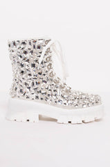 AZALEA WANG THIN ICE FLATFORM BOOTIE IN GLASS