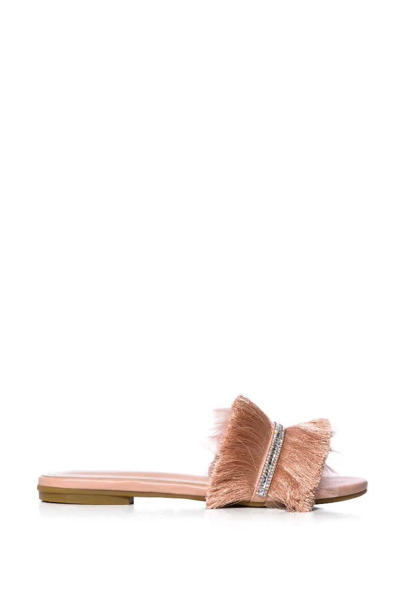 AZALEA WANG TILLE EMBELLISHED FLAT IN NUDE