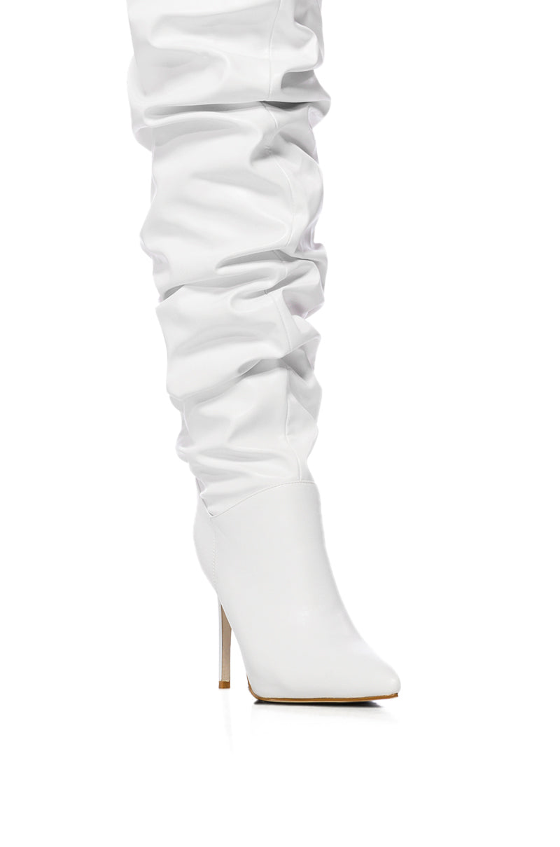 AZALEA WANG TORVI WHITE RUCHED BOOT